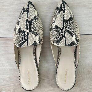 EUC (Like New) Cole Haan Piper Snakeskin Mules Size 9 Casual Luxe/Parisian Chic